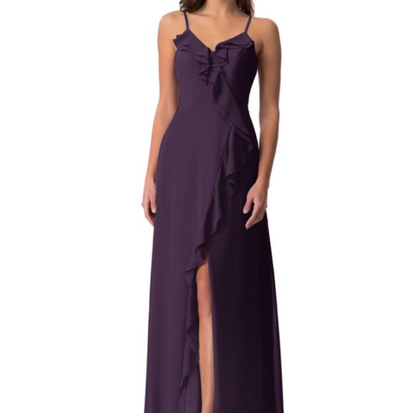 Azazie Kiki Plum Bridesmaid Dress Size 8 HEMMED - Picture 3 of 13